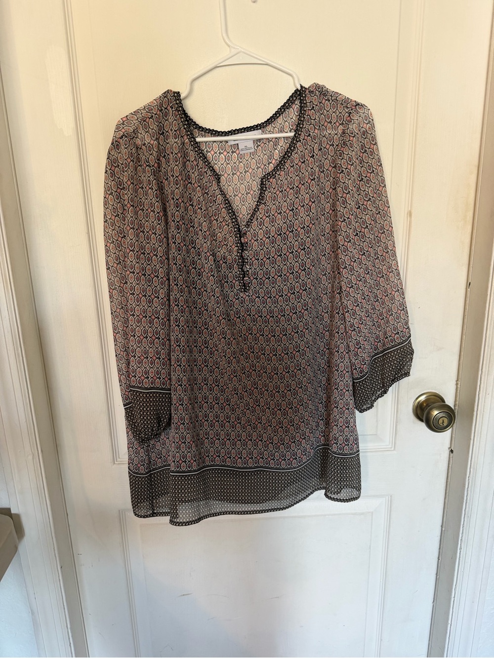 Lightweight Printed Peasant Blouse - flowy